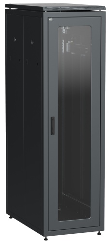 ITK LINEA N Шкаф напольный сетевой 19" 38U 800х1000мм стеклянная передняя дверь задняя перфорированная черный | код LN05-38U81-GP | IEK
